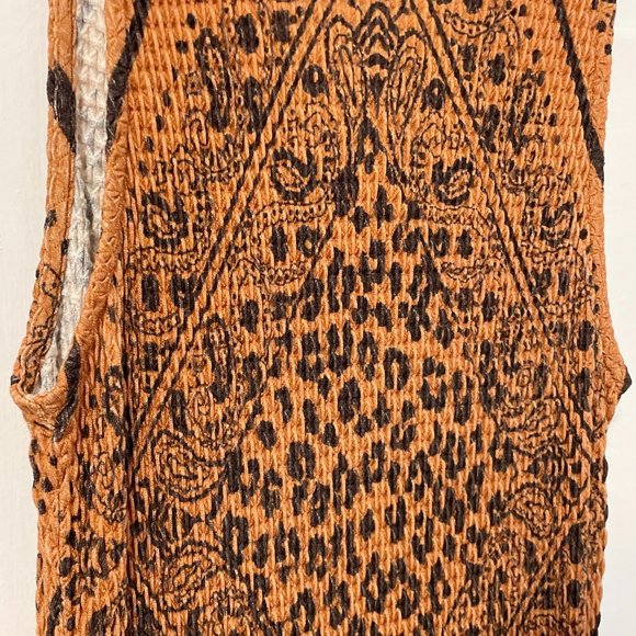 FARM RIO for Anthropologie Waffle Knit Alyse Midi Dress Orange Black Brown Small - Picture 7 of 11